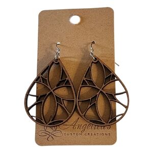 Multi Stained Glass Wood Drop Earrings